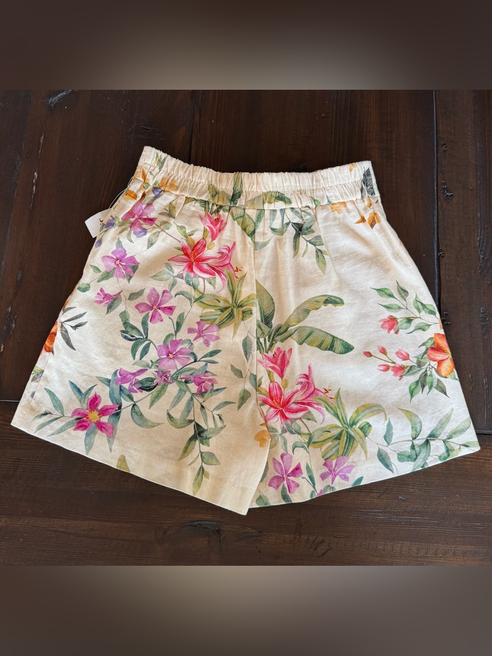 C&C California Shorts Womens 4 Linen Tie Waist Floral High Rise Flower NWT - Picture 2 of 12